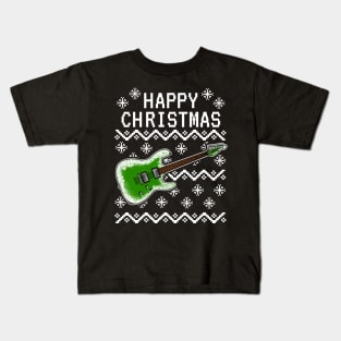 Electric Guitar Ugly Christmas Guitarist Musician Kids T-Shirt
